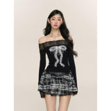 フィットワンショルダーレースクロップトップ