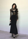 Black Mamba Lace Bodycon Maxi Dress