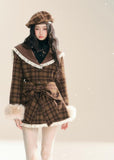Lace Plaid Slim Waist Coat Dress