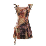 バタフライスリーブタイダイイレギュラードレス