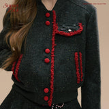 Woolen Baseball Jacket / Pleated Skirt