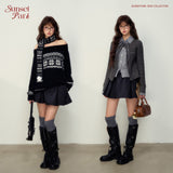 Dark Gray Houndstooth A-line Skirt