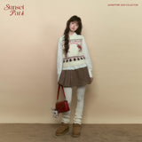 Retro Fawn Fair Isle College Style Christmas Knitted Vest Underwear