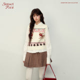 Retro Fawn Fair Isle College Style Christmas Knitted Vest Underwear