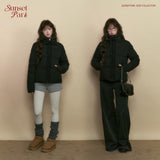 Black girly fungus lace short bread coat warm down jacket