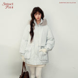 Iceland Girl Glacier Blue Fur Collar Parker 90 White Duck Down Jacket