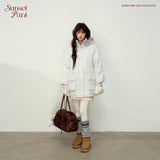 Iceland Girl Glacier Blue Fur Collar Parker 90 White Duck Down Jacket