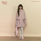 Double-sided wear / doll collar pink gray wool medium-long coat