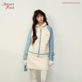 Contrast color Christmas red/blue stand collar baseball jacket knitted zipper jacket