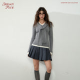 Jenny Notepad Girls V-neck Fake Two-piece College Knitted Bottoming Shirt Top