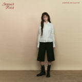 Romantic hem lace small shirt women's loose design shirt white/light pink