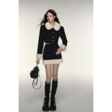 French Milk Fur Collar Wool Set