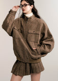Retro College Wool Skirt Suit