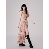 アプリコットフローラルスウィングドレス