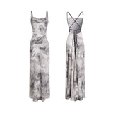 Swing Collar Backless Maxi Dress