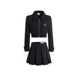 College Wool Pleated Skirt Set