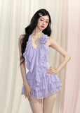 パープルホルターツーピースセット