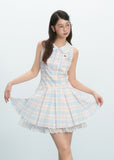 チェック柄ドールネックレースドレス