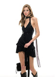 Black sequin cross punk dress