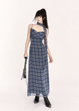 Blue Check Slip Maxi