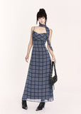 Blue Check Slip Maxi