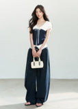 Lace-Waist Wide Leg Pants