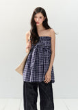Gingham Bow Tube Top and skirt 2way