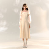 Vintage Lace Pleated Suspender Dress