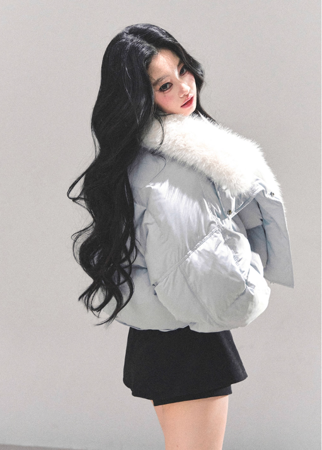 AomalM down jacket, aphasia blue jacket, white duck down puffer, Korean winter jacket women, cropped down jacket, fluffy collar puffer, warm thick jacket, soft blue winter coat, Korean fashion outerwear, winter short puffer, stylish duck down coat, feminine winter jacket, cozy winter outfit, trendy Korean puffer, lightweight warm jacket, plush collar jacket, cold weather coat women, aesthetic winter fashion, blue puffer jacket women, soft touch down jacket, high-warmth winter coat
