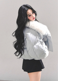 AomalM down jacket, aphasia blue jacket, white duck down puffer, Korean winter jacket women, cropped down jacket, fluffy collar puffer, warm thick jacket, soft blue winter coat, Korean fashion outerwear, winter short puffer, stylish duck down coat, feminine winter jacket, cozy winter outfit, trendy Korean puffer, lightweight warm jacket, plush collar jacket, cold weather coat women, aesthetic winter fashion, blue puffer jacket women, soft touch down jacket, high-warmth winter coat