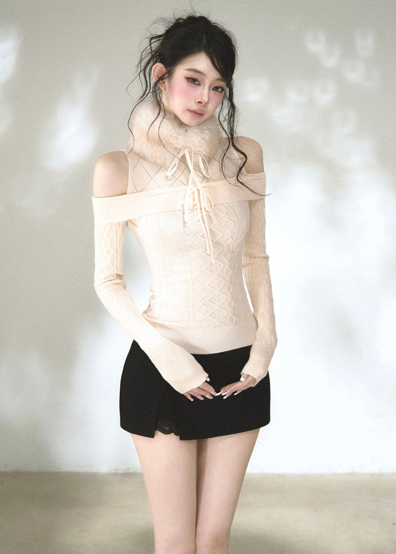 fitted off shoulder sweater top for elegant everyday styling