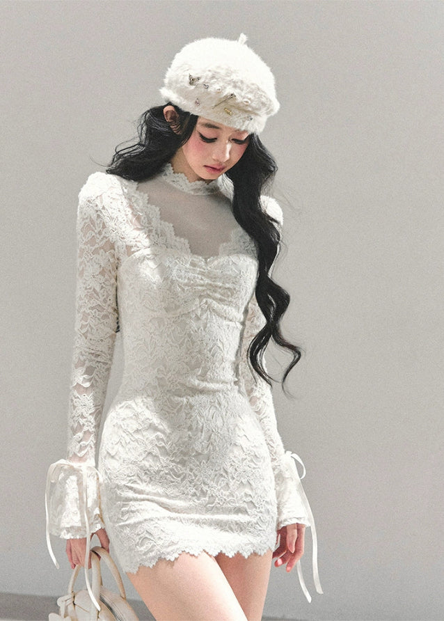 lace mesh dress, sexy mini dress women, full moon dress, french style lace mini, autumn winter dress, sheer long sleeve dress, black mesh dress, night out mini dress, elegant lace short dress, fw25 fashion
