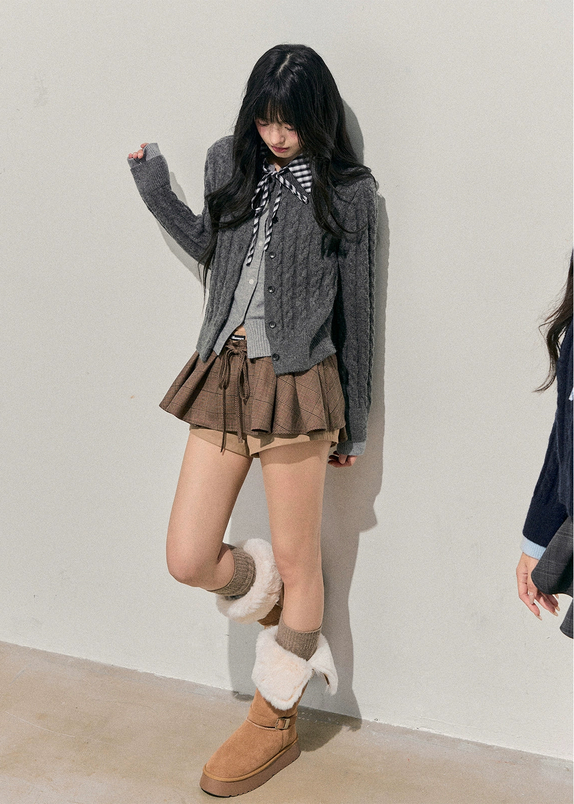 korean knit cardigan, faux two piece sweater, twist knitted cardigan, contrast collar cardigan, gingham collar knit, layered look sweater, winter korean fashion top, cable knit cardigan women, aomalm cardigan, preppy korean style sweater, winter knitwear women, soft feminine knit top, cute korean cardigan outfit, warm winter sweater women, korean fashion 2025, layered cardigan women, knitted tops winter, aesthetic korean clothing, long sleeve knit cardigan, preppy knit top, girly winter outfit, stylish knit