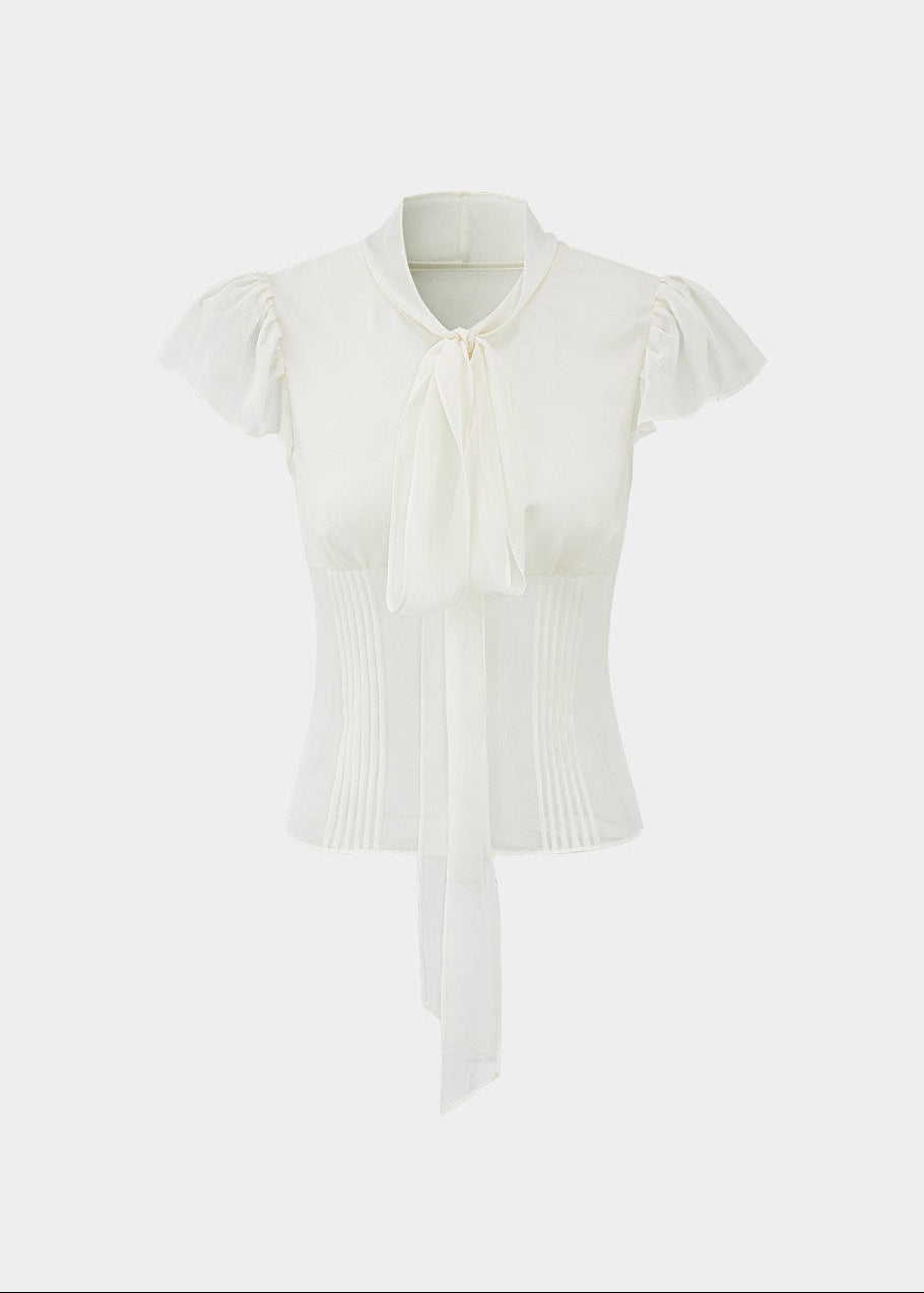 hollow tie neck top, hip wrap skirt set, mermaid skirt set, Korean feminine set, ruffled shirt set, sheer panel two piece set, keyhole top and skirt, romantic skirt set, fitted two piece outfit, date night outfit, elegant Korean fashion, feminine co ord set, caramel brown skirt set, pure desire outfit, summer skirt set