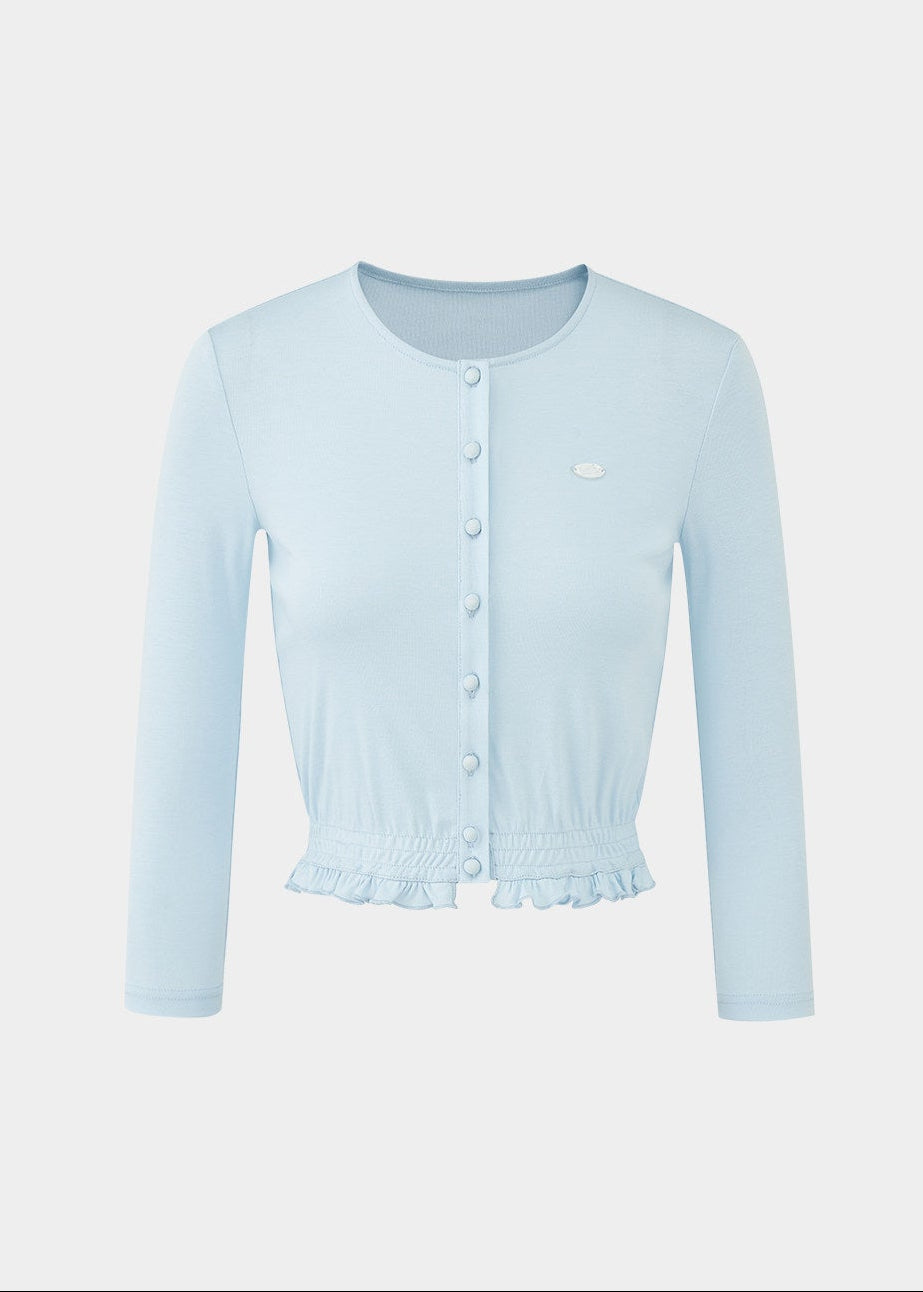 lyocell cardigan women, cropped knit top, lace trim top women, korean fashion top, pastel knit cardigan, stretch long sleeve top, feminine cardigan top, soft knit blouse, lightweight spring top, breathable fabric top, fitted cardigan women, minimalist feminine outfit, parisian style top, everyday chic top, aesthetic fashion knit, versatile layering top, modern feminine clothing, soft luxury knitwear, delicate detail top, casual elegant wear