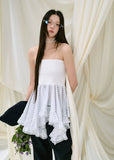 Asymmetrical Strapless Top & Skirt Set with Lace Detail