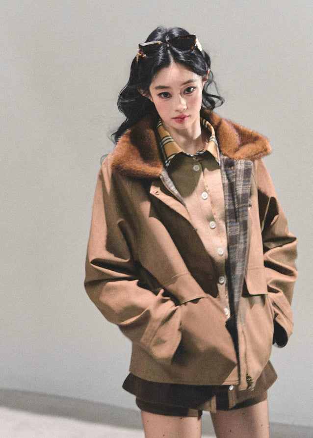 soft memoir knit blouse, korean knit top, feminine knit shirt, layered collar knit, plaid collar blouse, autumn winter knitwear, slim fit knit top, AOMALM top, korean fashion 2025, girly knit blouse, two tone knitwear, elegant knit long sleeve