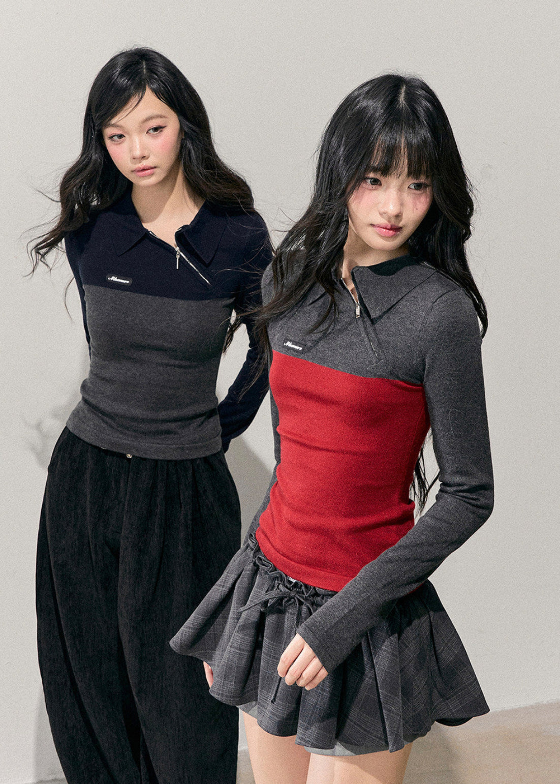 women knit top, slim polo top, long sleeve knit shirt, korean style top, feminine knitwear, autumn winter top, polo collar knit, slimming top women, stretch knit shirt, casual knit top, soft feminine top, layered winter top, everyday knitwear, stylish women top, minimal knit top, korean fashion women, fall winter clothing, waist slimming top, modern knit shirt, chic knit top