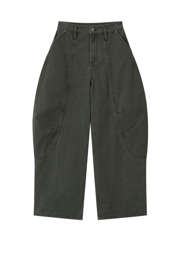 VIA PITTI pants, army green wide-leg pants, Y2K cargo trousers, loose utility slacks women, street style wide leg bottoms, Korean Y2K pants, fall winter army trousers, oversized cargo slacks, urban streetwear pants, VIA PITTI military style bottoms