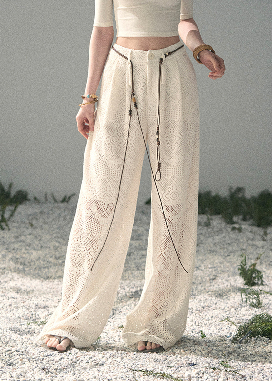aomalm pants, openwork wide leg pants, ivory crochet pants, korean fashion pants, feminine summer trousers, hollow lace pants women, loose straight pants, vacation pants women, beach cover up pants, romantic summer outfit, soft girl summer pants, breathable wide leg trousers
