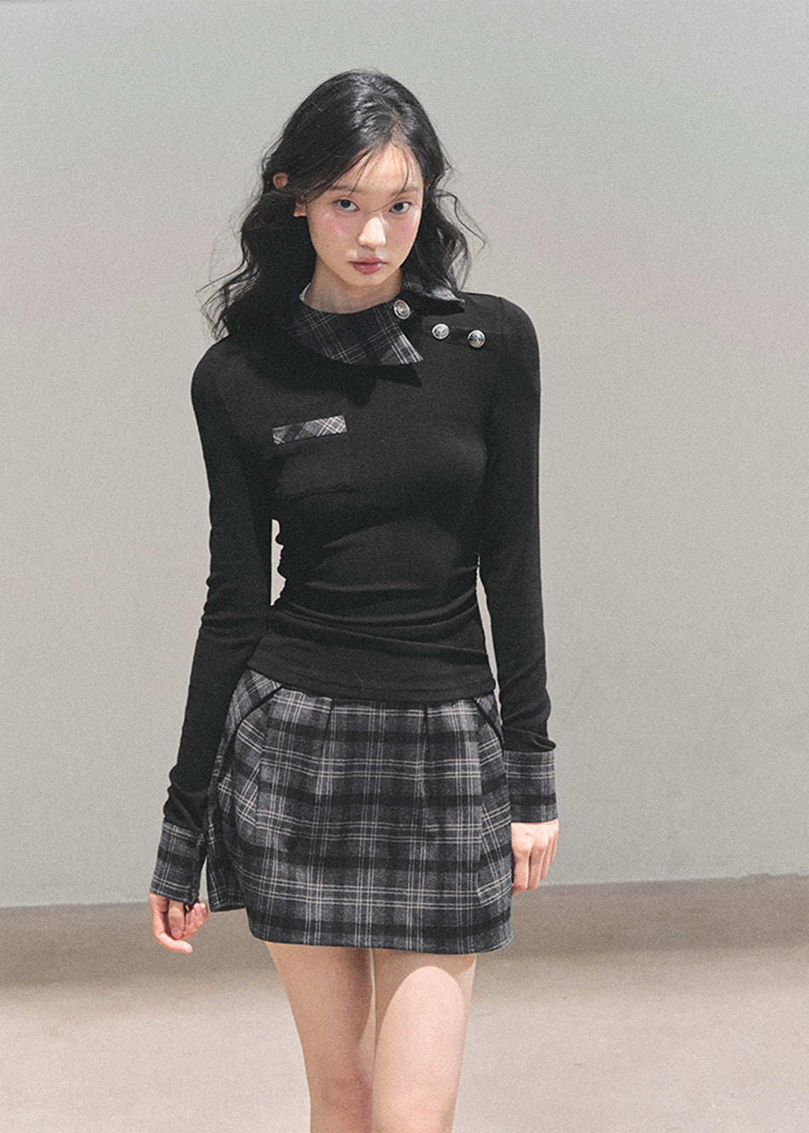 AOMALM knit set, Korean two piece outfit, women winter skirt set, knit top mini skirt set, feminine Korean style, plaid mini skirt women, winter knit outfit, slim fit knit top, Korean fashion women, soft feminine outfit, preppy knit set, winter mini skirt set, elegant Korean clothing, cute winter outfit women, aesthetic Korean set, fall winter knitwear