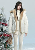 Fragileheart down jacket, fur trim puffer coat, luxury Korean fashion, quiet luxury outerwear, 90 white duck down jacket, eco fur winter coat, pastel noir aesthetic, elegant short puffer, K-fashion 2025, warm feminine outerwear, ivory winter parka, modern Korean fashion, sophisticated down coat, luxury winter womenswear
