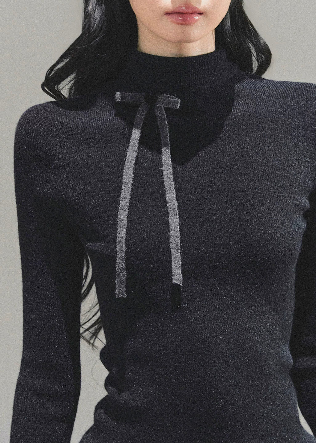 AOMALM, velvety knit top, semi turtleneck top, Korean feminine top, autumn winter knitwear, soft slim fit top, 
K-fashion long sleeve shirt, stretchy warm base layer, chic Korean style clothing, stylish women’s basics, 
premium knit top for winter, fashionable inner wear women's 2025