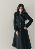 hepburn trench coat women, winter long coat women, cotton wool trench coat, korean minimal outerwear, elegant winter trench, refined women coat, classic long wool coat, premium women outerwear, aomalm coat style, understated luxury winter wear, feminine long coat women, modern trench coat winter, timeless women coat, structured winter trench, daily elegant outerwear