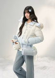 pastel gradient down jacket, star print puffer, fluffy fur collar coat, Korean girly winter wear, AW pastel outerwear, umoumo aesthetic down jacket, soft cloud blue puffer, cute winter hooded jacket, warm fluffy fur hood coat, dreamy pastel winter style, girly cozy down coat, star full-print jacket, Fragileheart soft aesthetic, sweet gradient puffer, warm winter kawaii jacket, Korean cute girl fashion, 90 white duck down jacket, fluffy big collar puffer