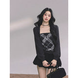 Eaton Noir Plaid Knit Two-Piece Set