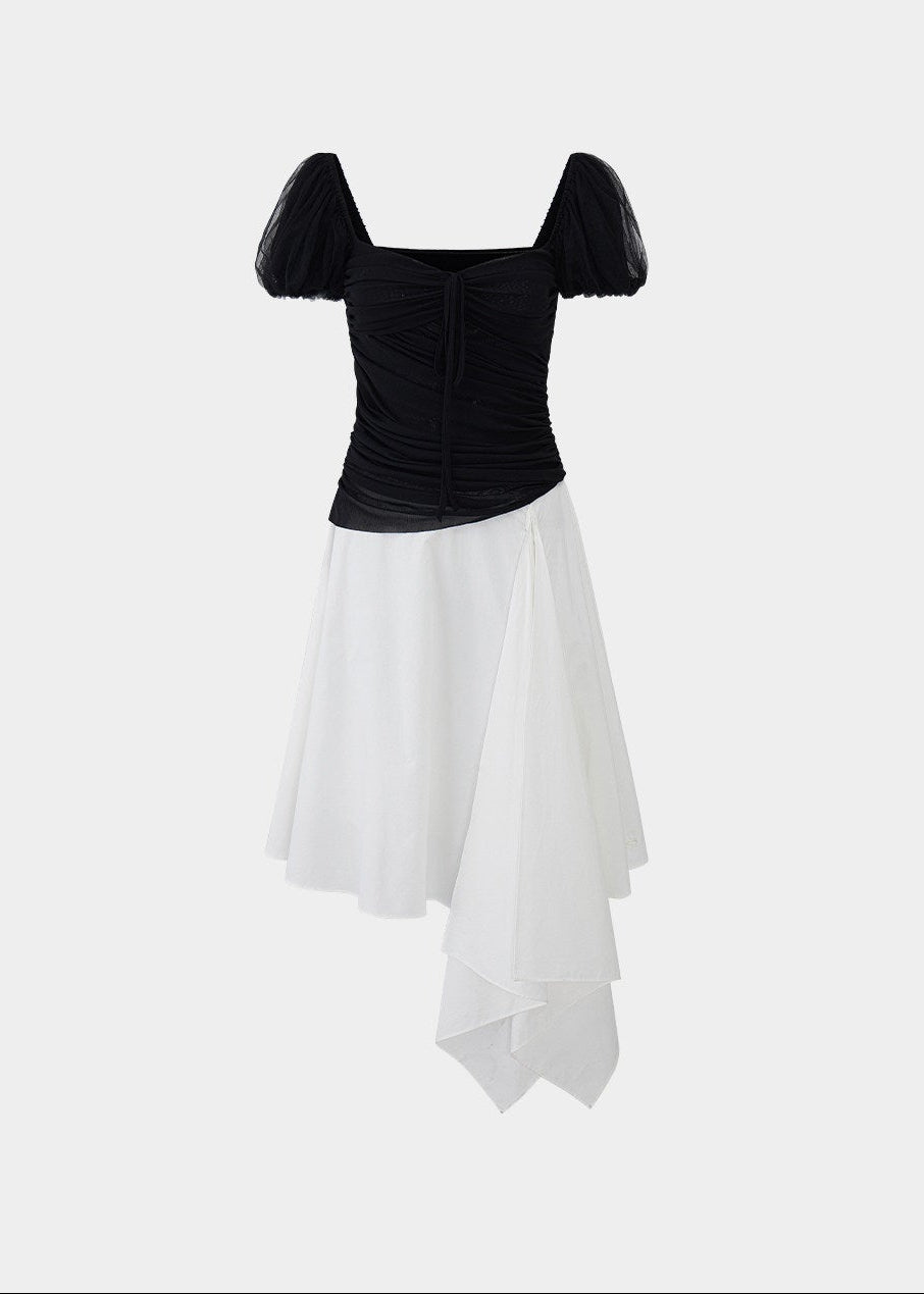 black white dress women, square neck dress, puff sleeve dress women, korean fashion dress, spring outfit ideas, elegant midi dress, contrast dress women, aesthetic fashion dress, modern feminine clothing, chic everyday outfit, parisian style clothing, vintage inspired dress, versatile spring dress, refined casual wear, soft girl aesthetic dress, statement dress women, lightweight summer dress, feminine silhouette dress, clean line dress, stylish day dress