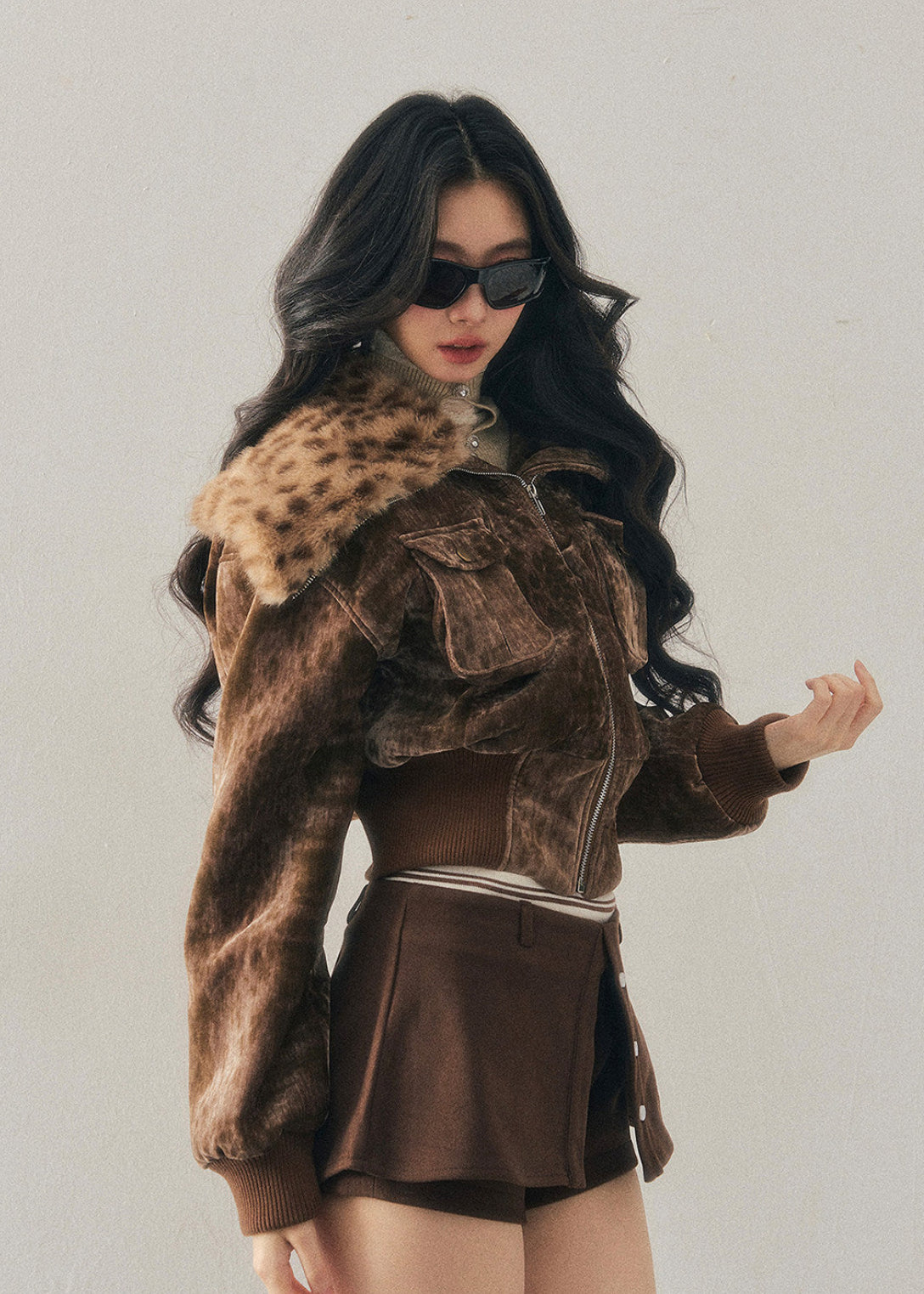 AOMALM jacket, leopard cropped jacket, Maillard jacket women, faux fur winter jacket, Korean style jacket, cropped winter jacket women, plush fur jacket, leopard print jacket women, winter streetwear jacket, feminine cropped jacket, warm winter top women, Korean fashion winter, trendy cropped jacket, soft girl winter jacket, autumn winter outerwear women, stylish winter jacket, Korean aesthetic coat