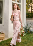 Baby pink ruffle cami and lounge pants set