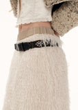 fringe midi skirt women, feather texture skirt, y2k statement skirt, high fashion winter skirt, textured white skirt women, street style midi skirt, trendy fringe skirt, premium women skirt, modern street skirt, mamc skirt style, 3d fringe skirt, fashion midi skirt women, elegant statement skirt, winter fashion skirt, y2k streetwear skirt